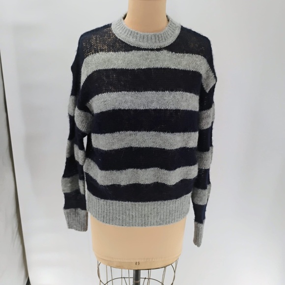 ZARA Stripe sweater alpaca wool blend sheer light cozy soft transitional weathe - Picture 10 of 16